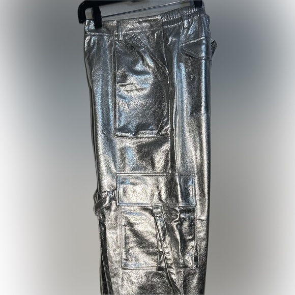 Hot & Delicious Silver Cargo Pants Metallic Shine - Picture 16 of 16